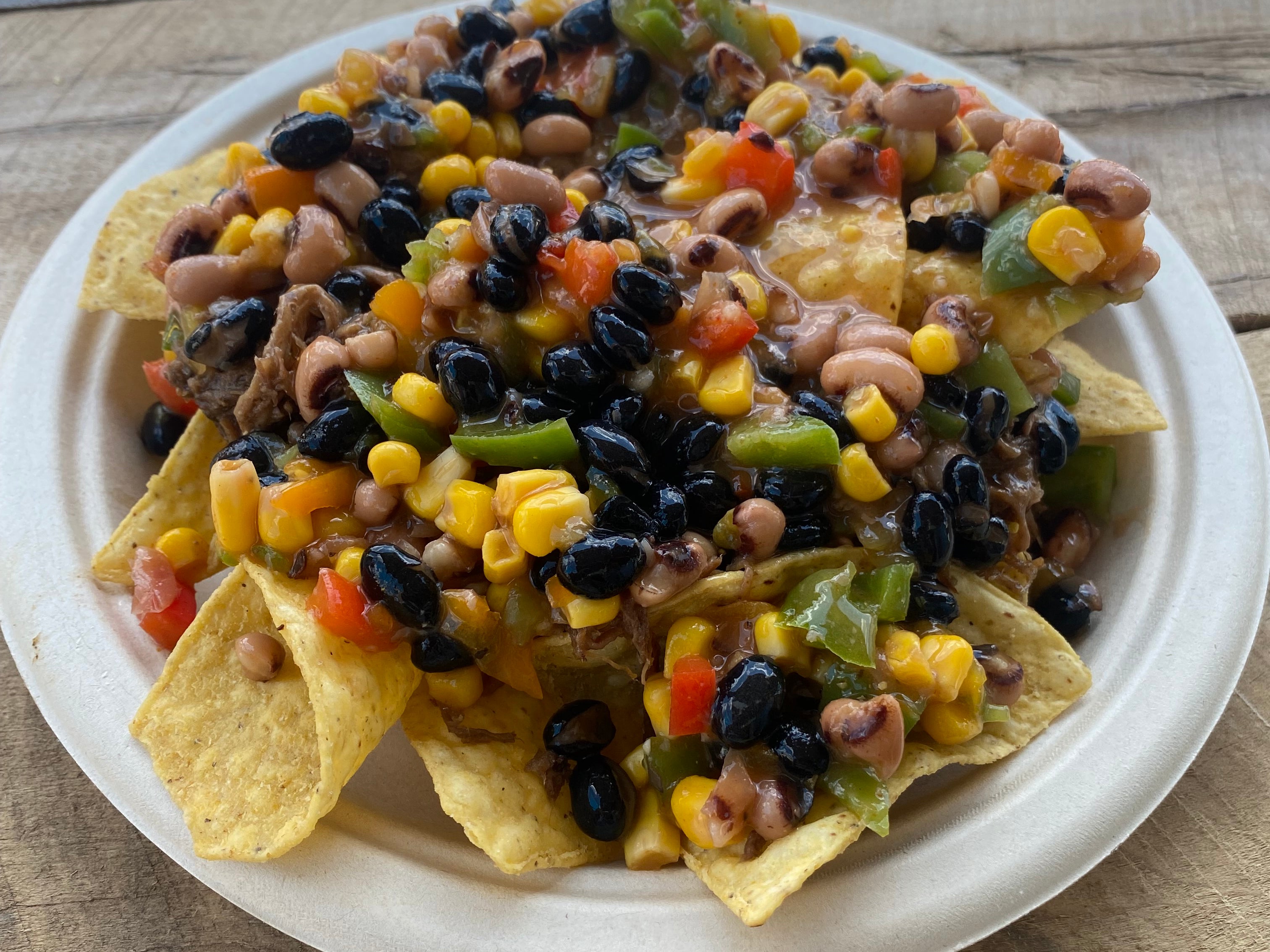 Cowboy Caviar over a bed of tortilla chips